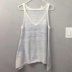 Moth - white & blue knitted tee szM